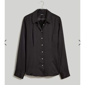 Madewell Darted Satin Button Down Shirt 4